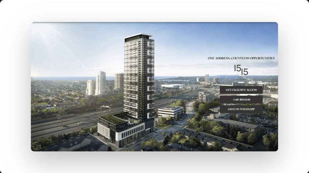 1515 Pickering - A modern, responsive website for a residential development in Pickering, showcasing available units, amenities, and neighborhood highlights.